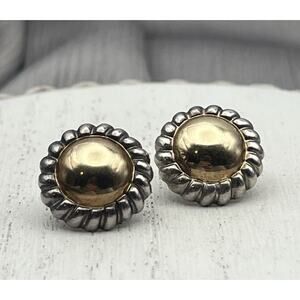 Caviar Earrings 14k & 925 Two Tone Earrings